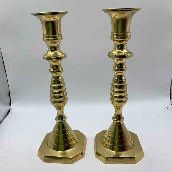 Brass Candle Sticks Holders Vintage Beehive Style Made in India